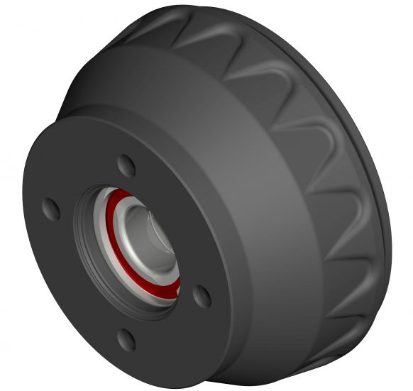 Brake drum Knott F160 100×4 M12×1,5 I with compact bearing
