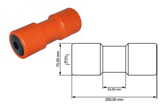 Leo Livio medium keel roller, 200x75mm, red